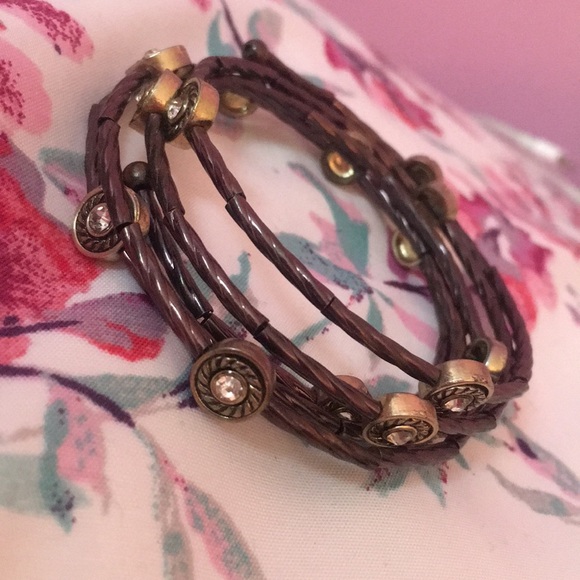 Jewelry - Brown Wrap Bracelet w/ Rhinestone Charms